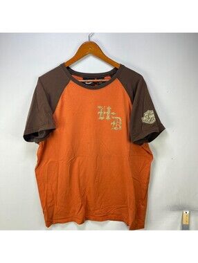 Vintage Harley-Davidson Orange Brown Raglan T Shirt 2XL